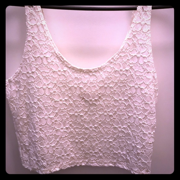 Hollister Tops - White lace crop top